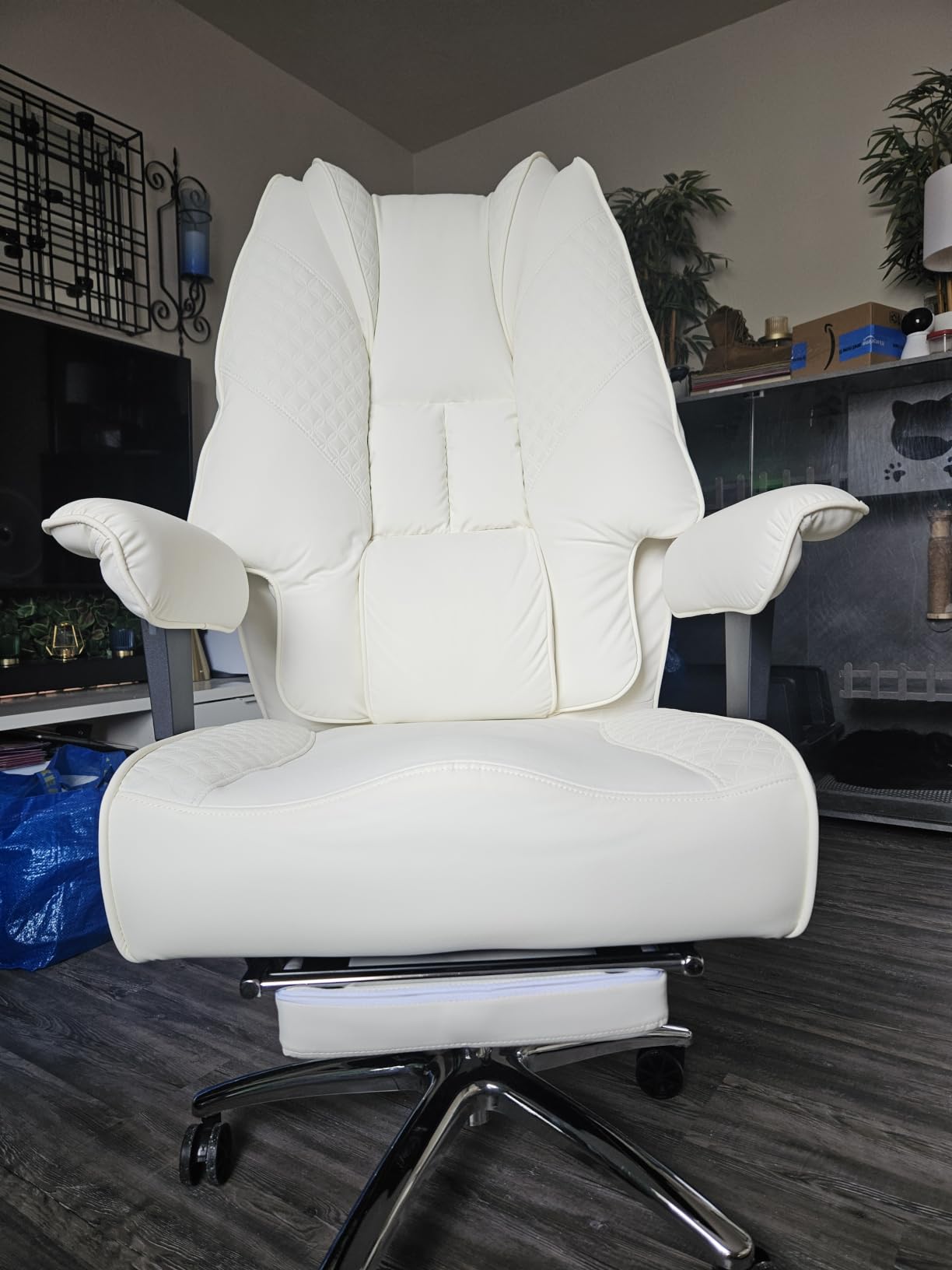 EXCEBET Big and Tall Office Chair with Footrest, PU Leather High Back Executive Office Chair 400lbs, Ergonomic Computer Chairs Lumbar Support for Heavy People (Brown) customer photo 2