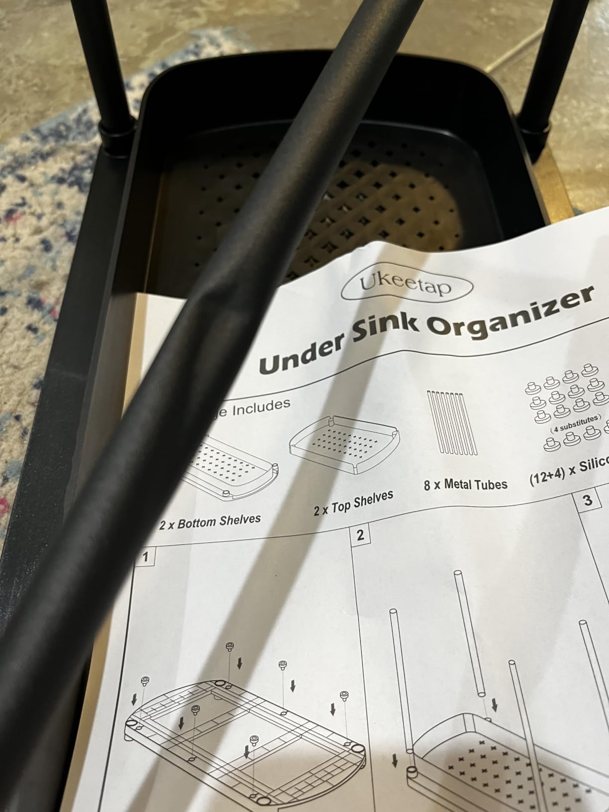 2 Packs Under Sink Pull-Out Storage Organizers, 12.8 Inches, Black customer photo 1