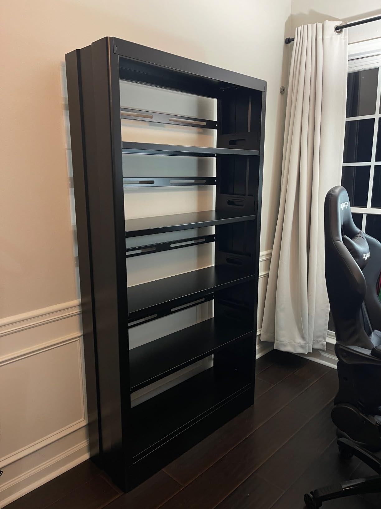 5-Tier Bookcase with Adjustable Storage Shelves, Heavy Duty Bookcase, Metal Bookshelf with Book Stopper, Black Bookcase Shelf for Library, Office, Living Room customer photo 1