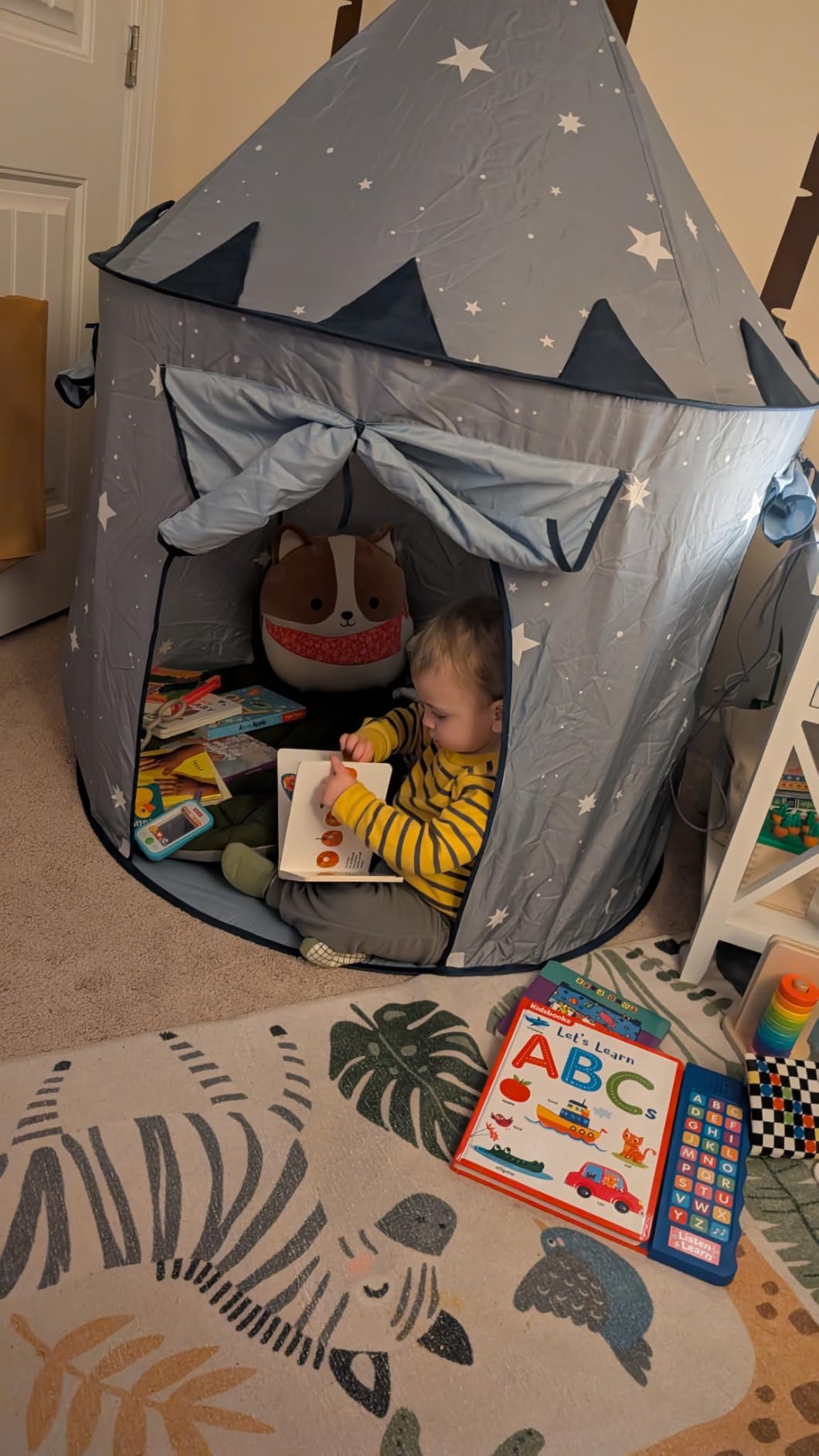 Tiny Land Kids Play Tent, Blue Castle Pop Up Tent for Toddlers Indoor customer photo 2