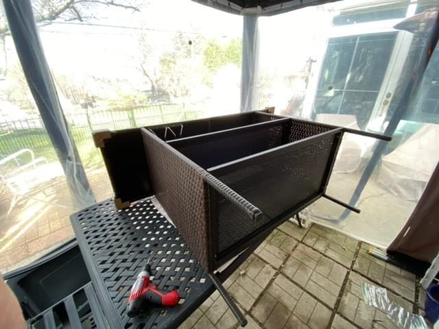 VINGLI Wicker Outdoor Bar Cart with Storage & Rolling Wheels, Patio Bar Table w/Shelf, Outdoor Storage Cabinet Buffet Cabinet Grill Cart for BBQ Pool Patio Kitchen, Brown customer photo 2