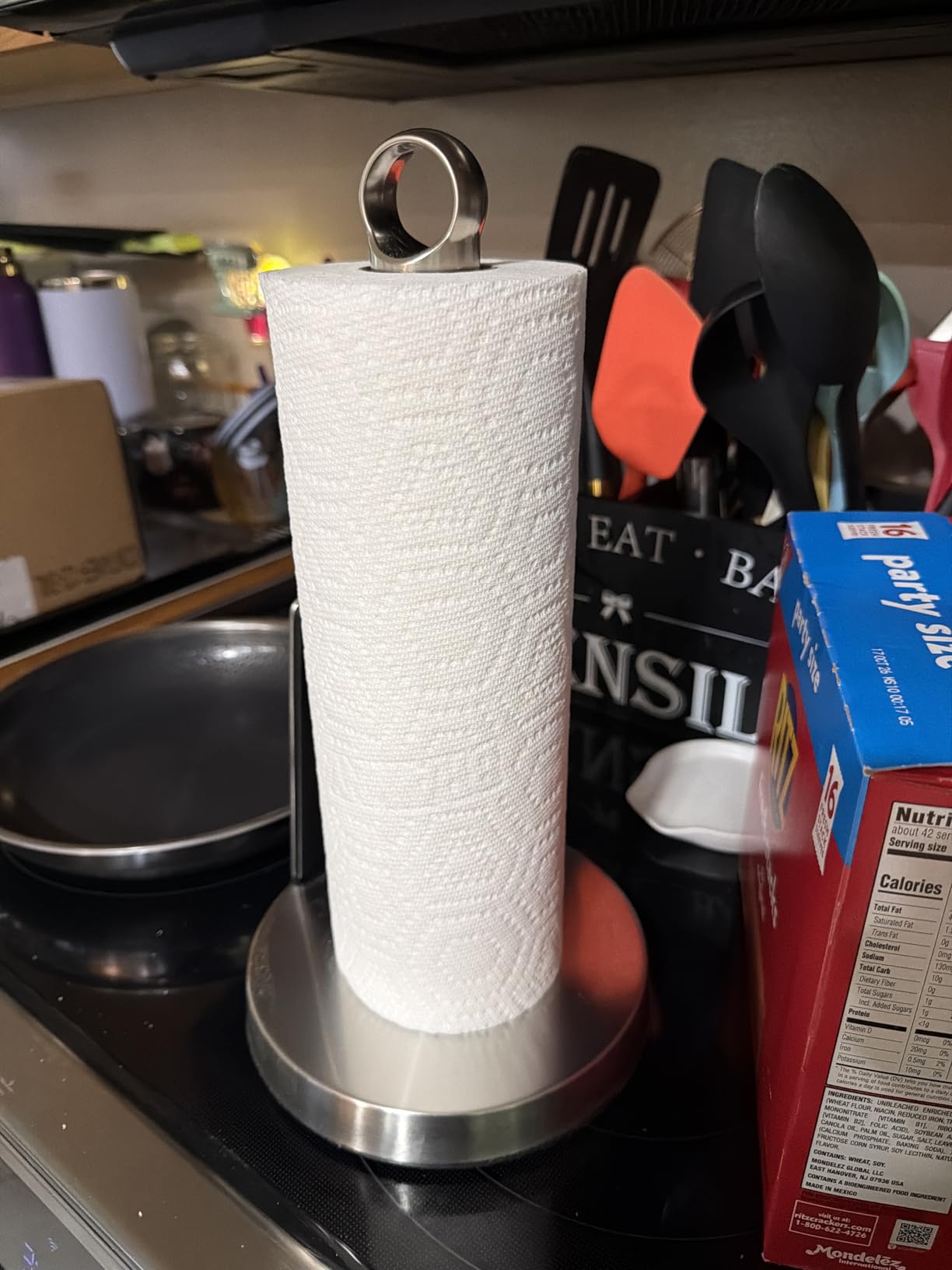 theaoo Heavy-Duty Paper Towel Holder with Tension Arm, Countertop(1, Black) customer photo 2