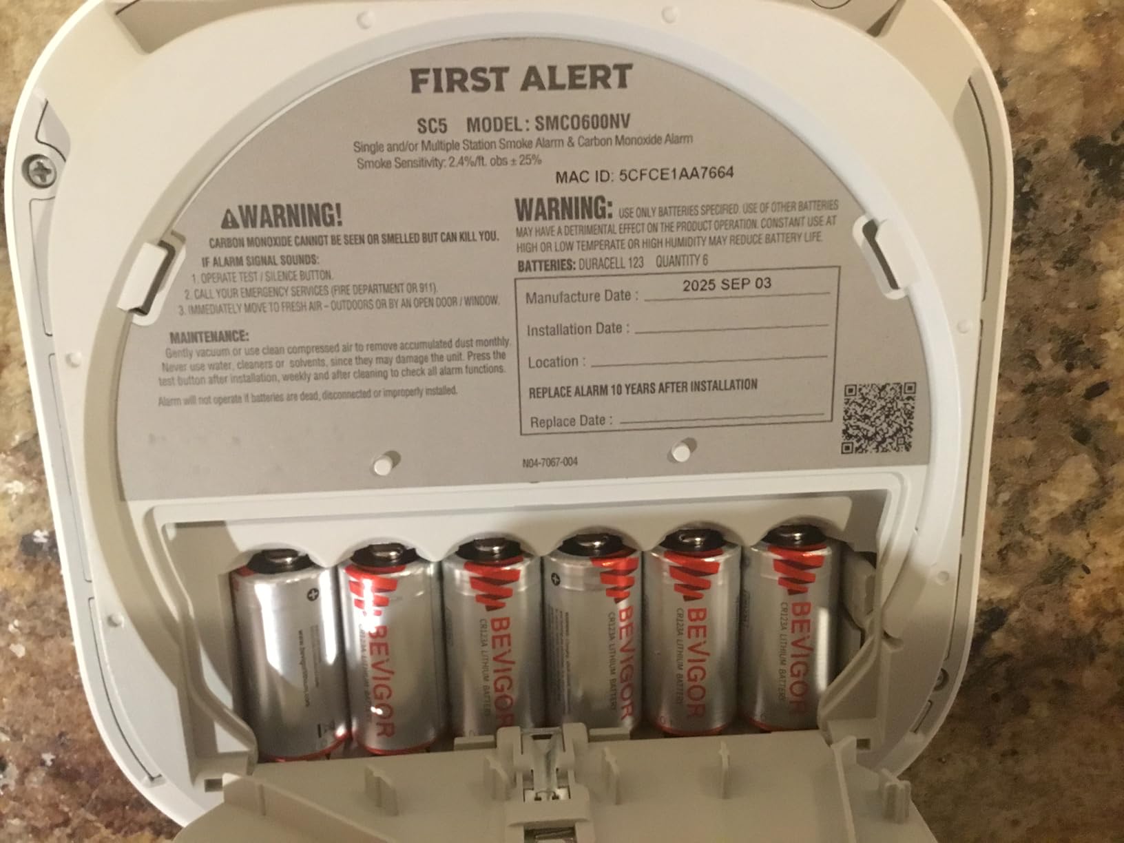 First Alert SC5 Battery Smart Smoke & Carbon Monoxide Alarm customer photo 1