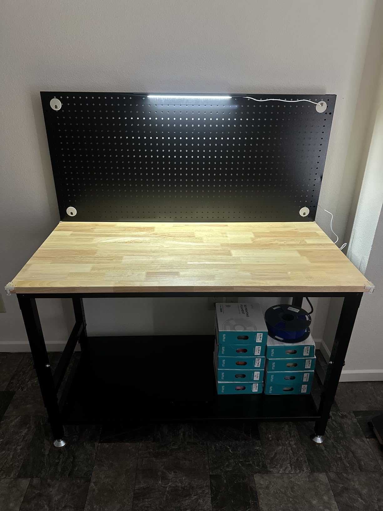 CAMMOO 48x24 Inch Garage Work Bench with Storage, Pegboard & Power Strip customer photo 2