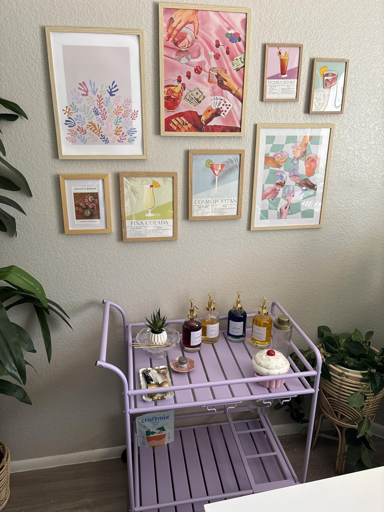 Best Choice Products Rolling Bar Cart, Mobile Home Bar Serving Cart, Serving Station w/ 2 Tier Shelves, Wine Rack, Lockable Wheels - Teal customer photo 1