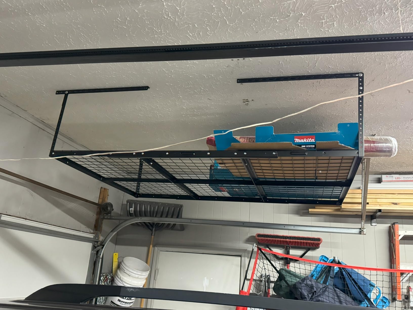 2x8ft Overhead Ceiling Garage Storage Rack, 400LBS Capacity, Black customer photo 1
