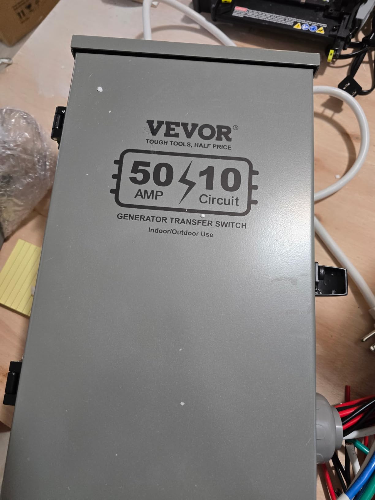 VEVOR Manual Transfer Switch, 50-Amp 10-Circuit, Prewired Generator Transfer Switch Kit with CS6375 Plug Power Inlet Box, Double-Throw Switch, NEMA 3R, Mechanical Watt Meter, for 12500W Generators customer photo 2