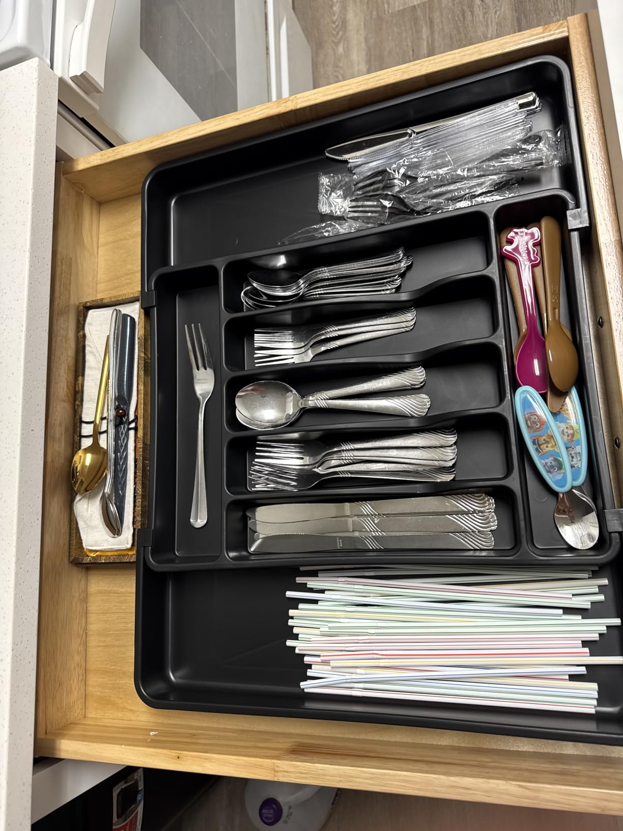 ukeetap Extra Large Expandable Silverware Organizer, Flatware Tray, Black customer photo 1