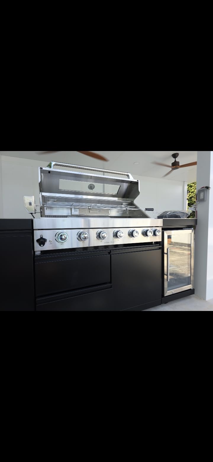 98 Inches Outdoor Kitchen Island, 4-Burner 72000 BTU Propane Stainless Steel BBQ with Side/Rear Burners, With Refrigerator and Sink, Rotisserie, Granite Countertops, Storage, For Backyard BBQ, Silver customer photo 2