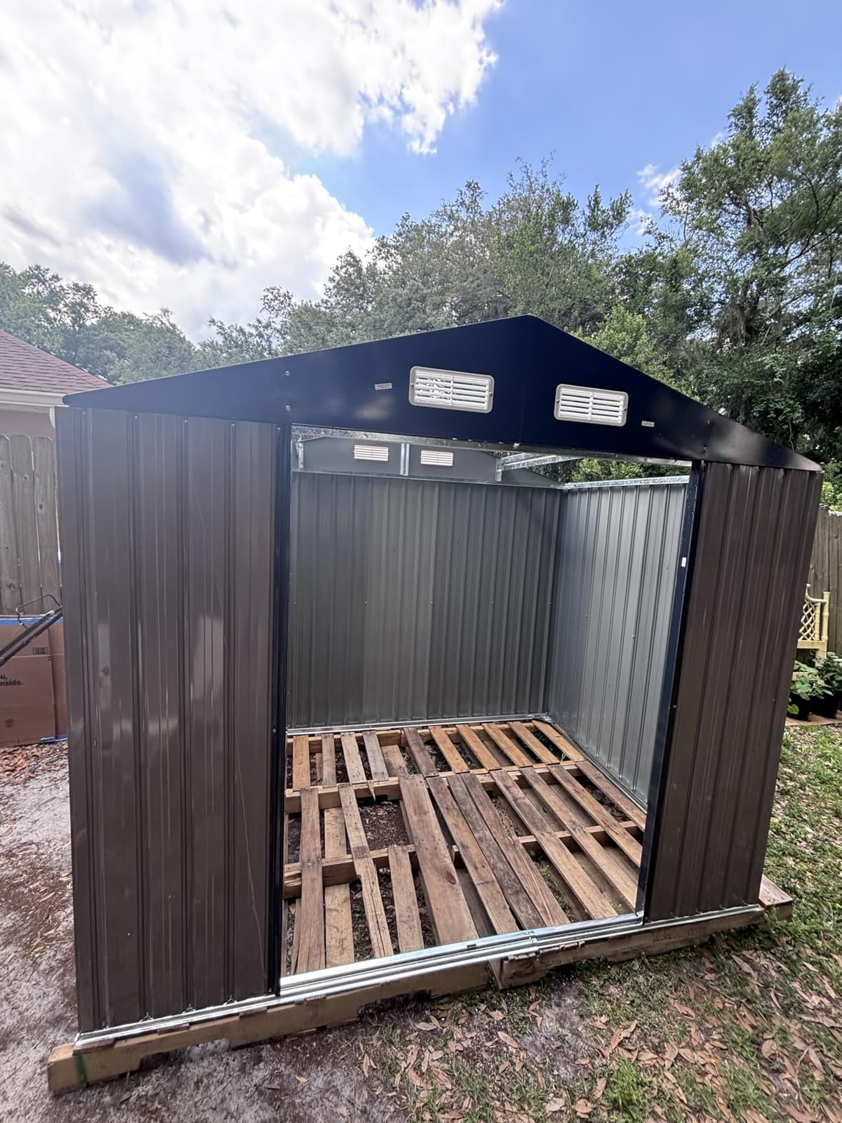 Aoxun 7.3'x5.3' Shed with Floor Galvanized Steel Outdoor Storage Shed Brown customer photo 2