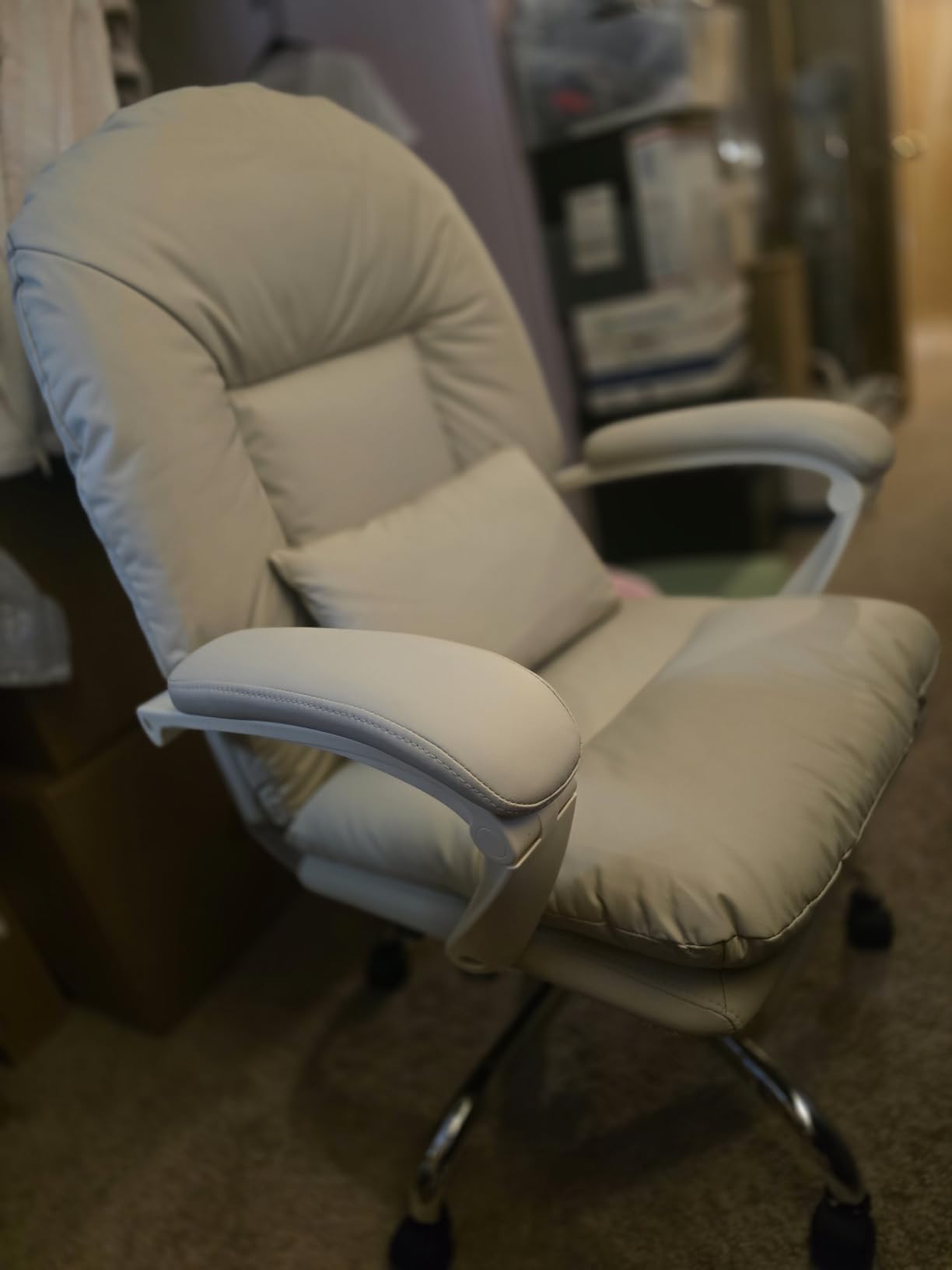 EMIAH Office Chair with Foot Rest Reclining Desk Chair Comfy, PU Leather customer photo 2