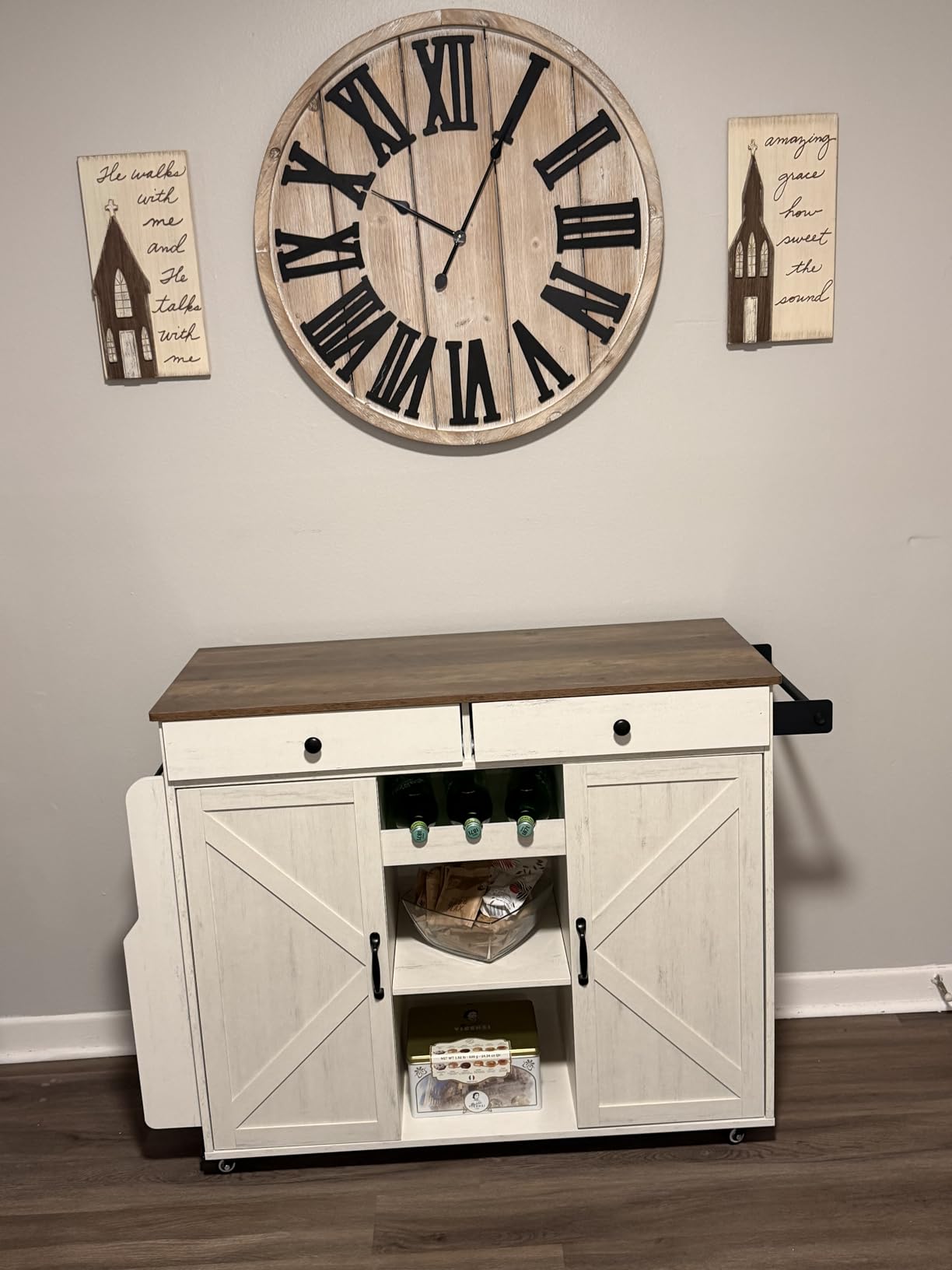VASAGLE Mobile Kitchen Island with 2 Doors, 2 Drawers customer photo 2