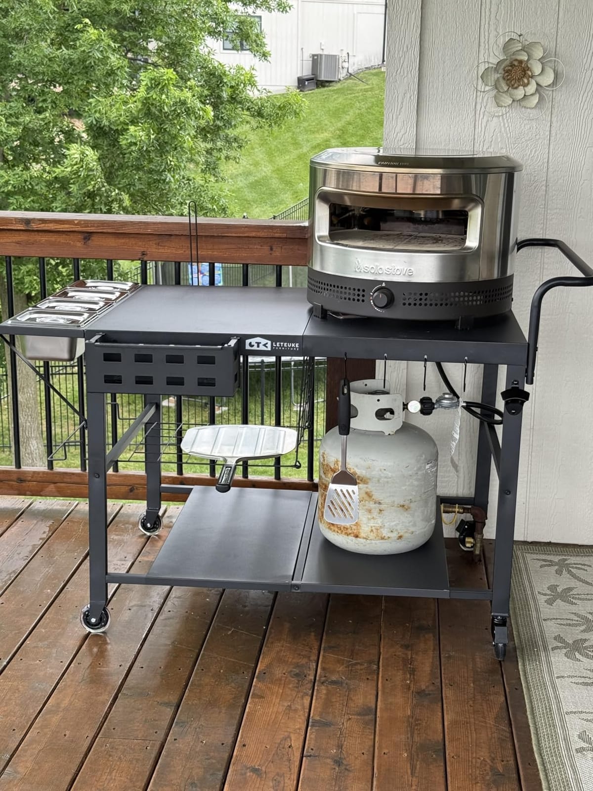Pizza Oven Table Stand, Outdoor Grill Cart Table for Ninja Ooni Blackstone customer photo 1