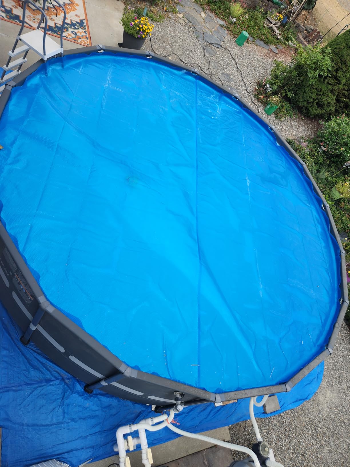 UIRWAY 16Mil Solar Pool Cover 21ft Round, Blue Bubble Pool Solar Blanket for Inground and Above Ground Pools Ultra Thick, Long-Lasting, High Heat Retention, UV Protection, Customizable Fit customer photo 1