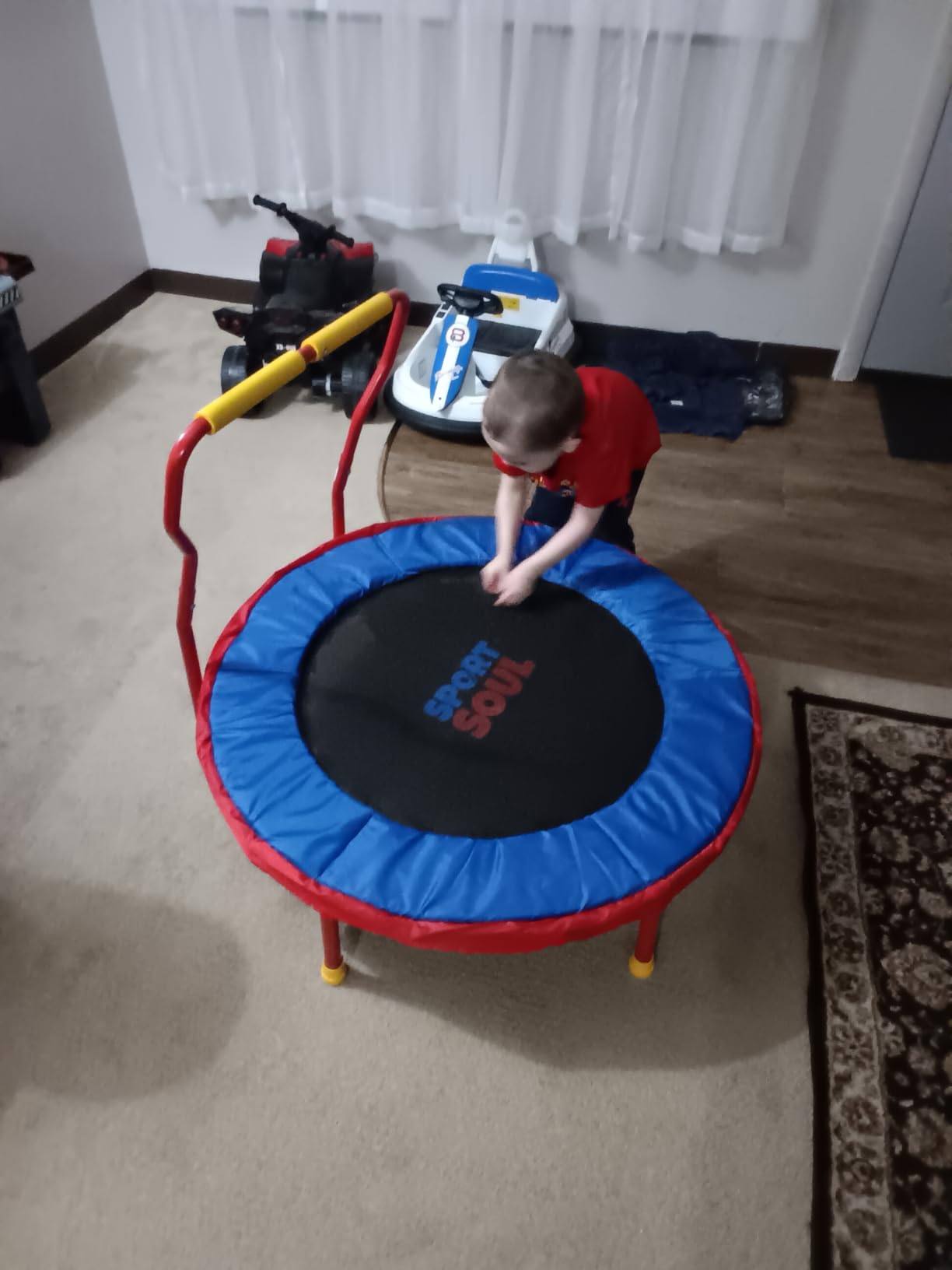 SPORTSOUL Mini Trampoline for Kids 3-6 with Super Safe Foam Handle Bar customer photo 1