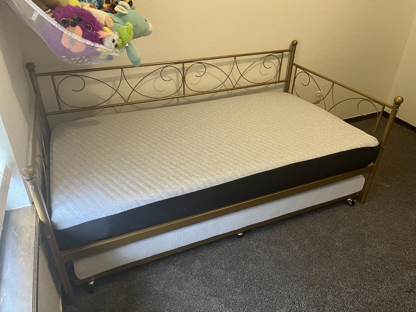 IDEALHOUSE Twin Daybed with Trundle, Metal Trundle Bed, Gold customer photo 2
