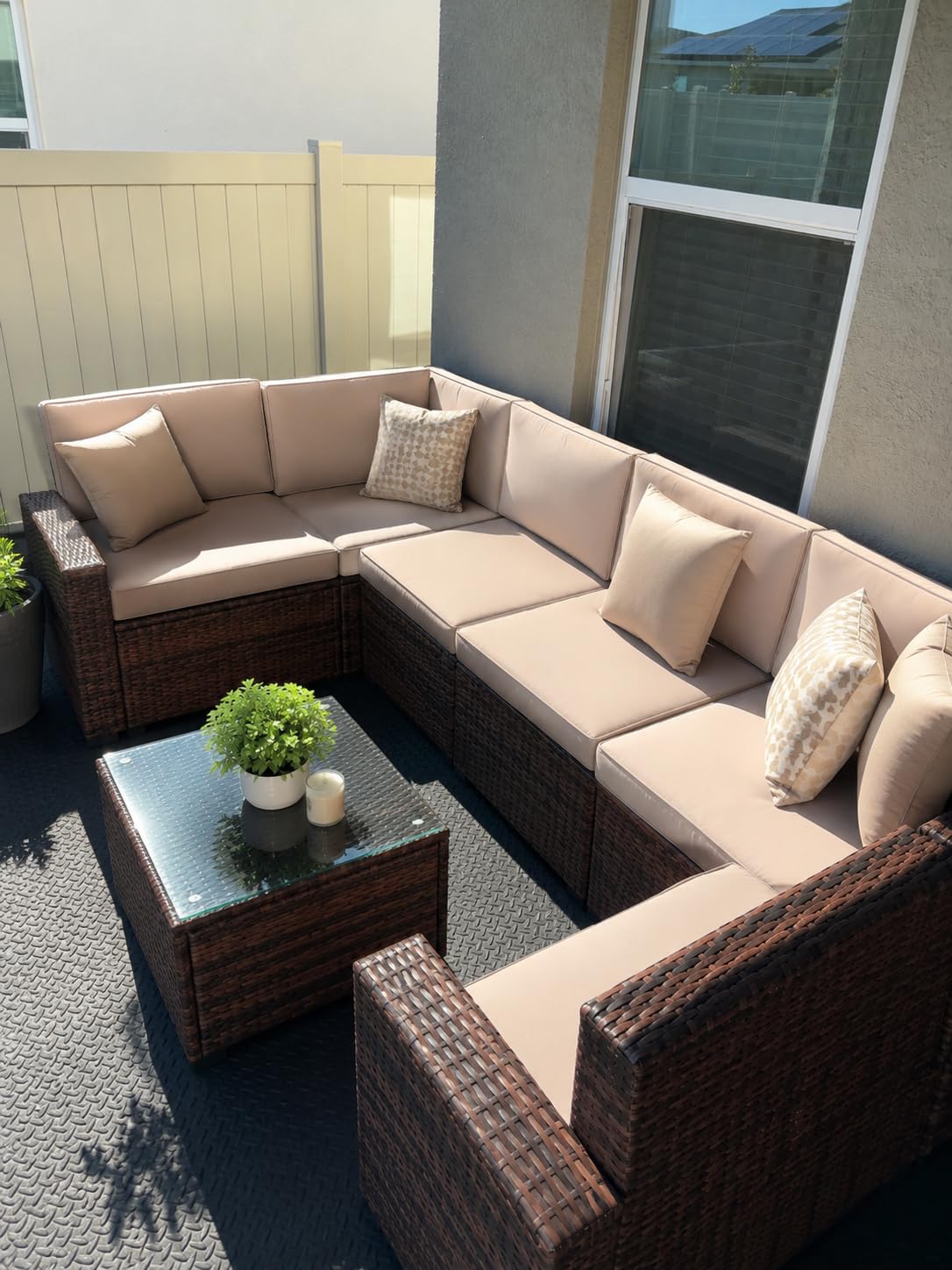 UDPATIO Patio Furniture Set with Fire Pit Table Modular Sectional Sofa Blue customer photo 2