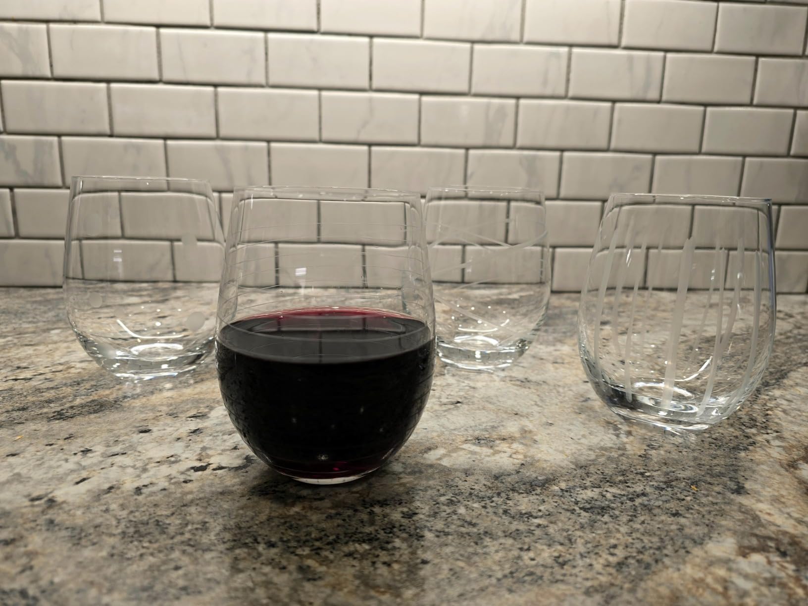 Joeyan Handmade Etched Martini Glasses,Crystal Cocktail Glassware,8.5 oz customer photo 2