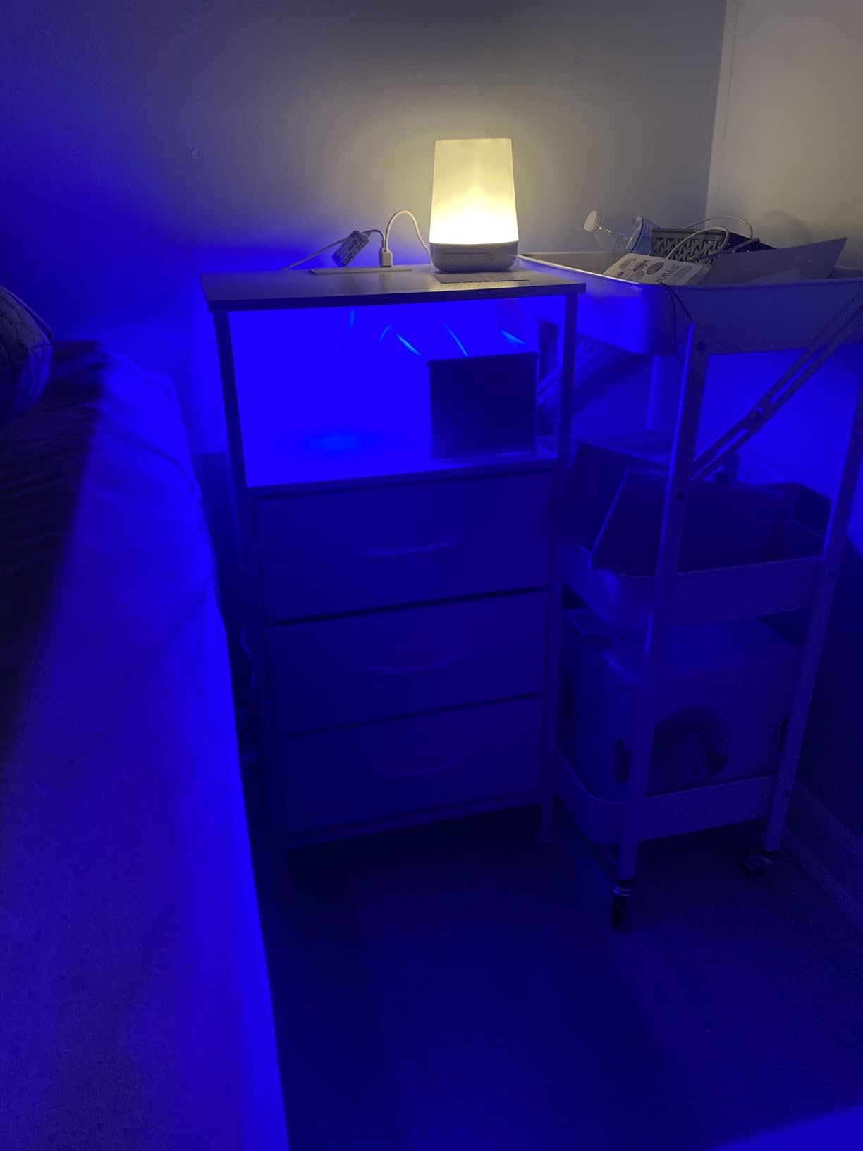 SONGMICS Nightstand with Charging Station, 2 Fabric Drawers customer photo 2