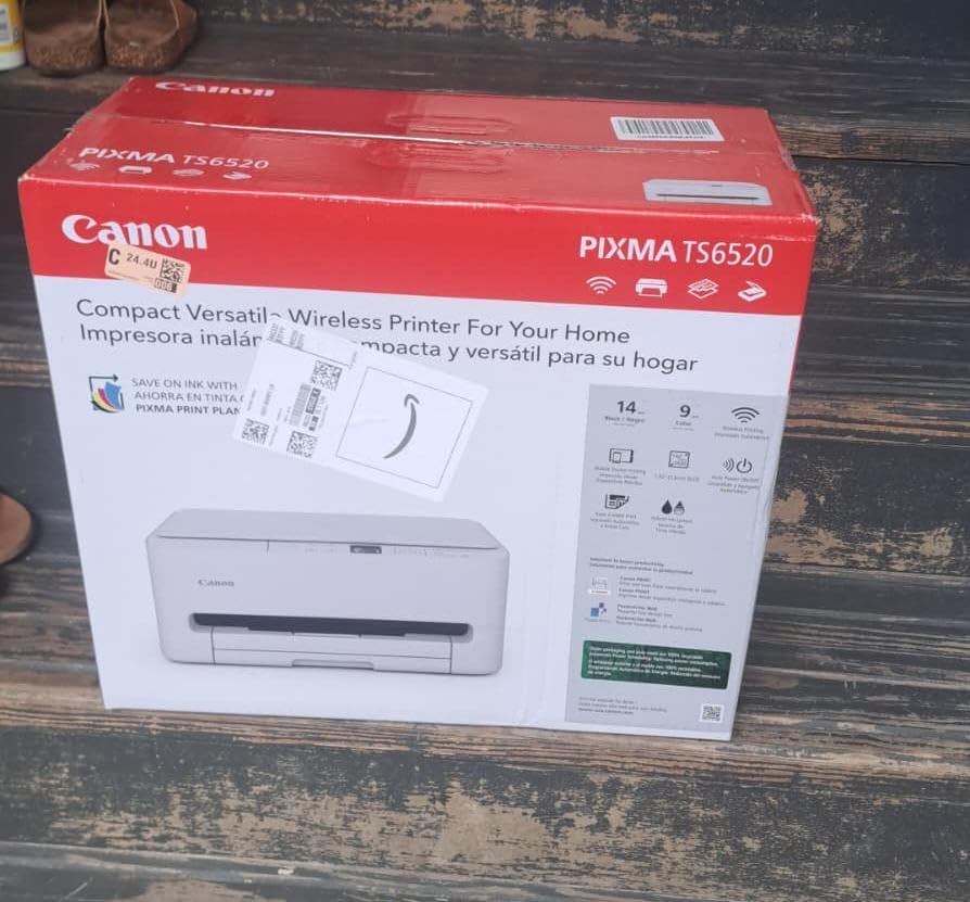 Canon PIXMA TS6520 Wireless Color Inkjet Printer, Duplex Printing, Copier/Scanner, 1.42