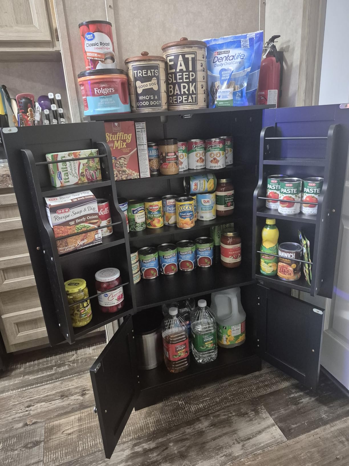 43”H Pantry Cabinet with 4 Doors, Kitchen Cabinet with 6 Door Shelves customer photo 1