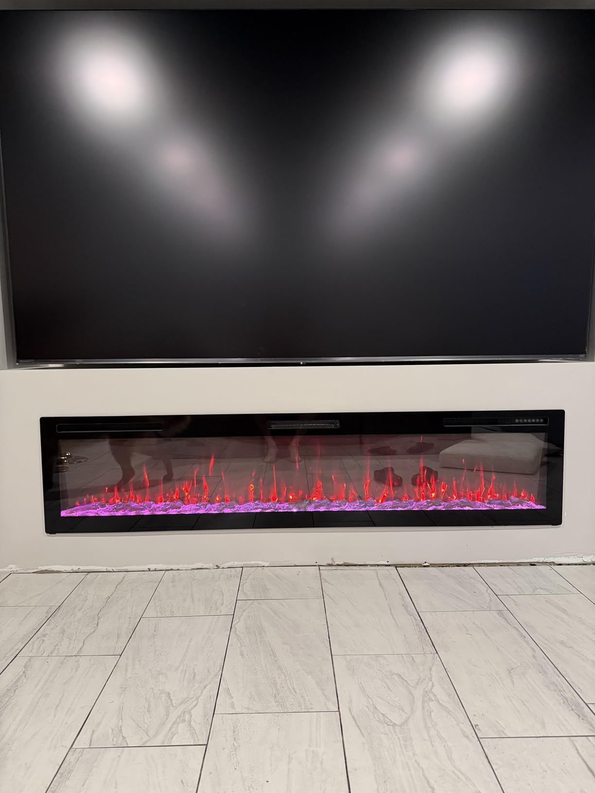 Zionheat 72 inch Wide Screen Electric Fireplace-Wall Fireplace for Living Room-Fireplace Inserts/Wall Mounted with Remote Control, Timer, Dimmer, 12 Flame Colors, 750/1500W customer photo 2
