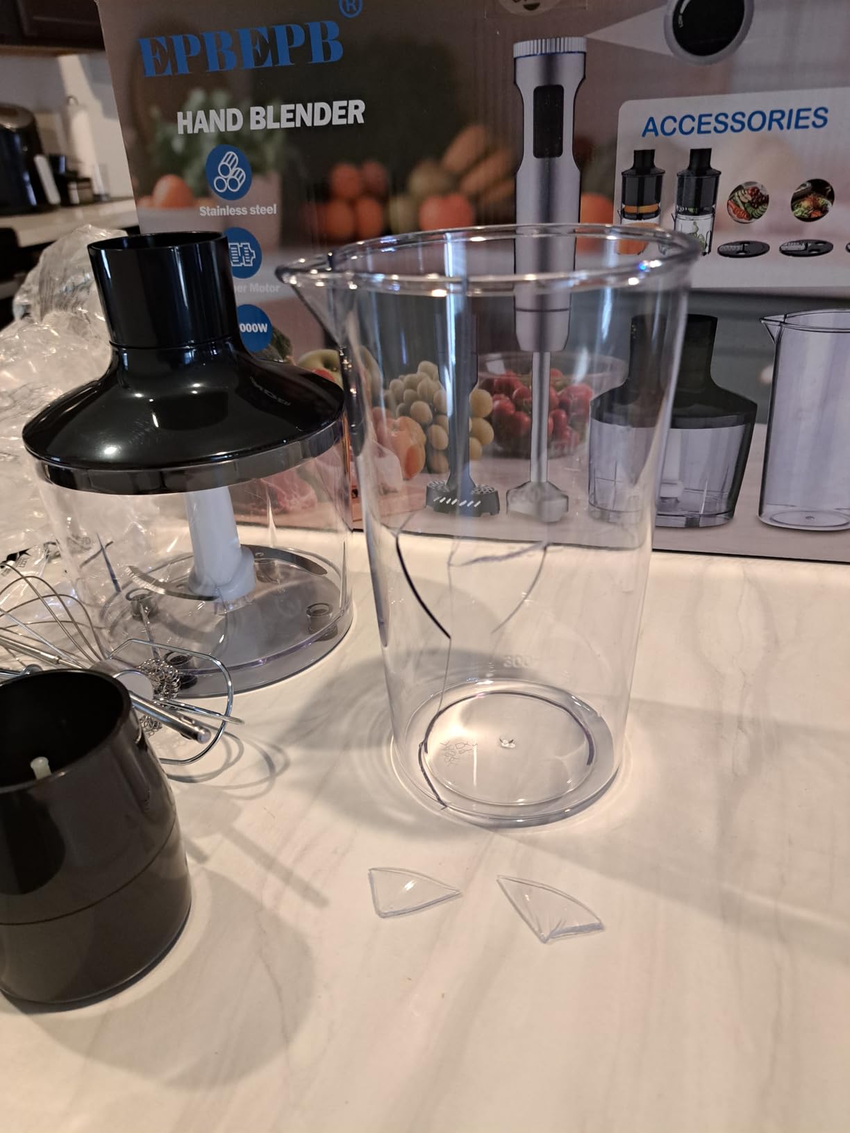 Handheld Immersion Blender Bundle, 1000W Powerful 12-in-1 Set for Smoothies,Orange Juicer,Minced meat,Milk frother,Egg Beater, Dough Hook, Vegetable Chopper, Potato Masher customer photo 1