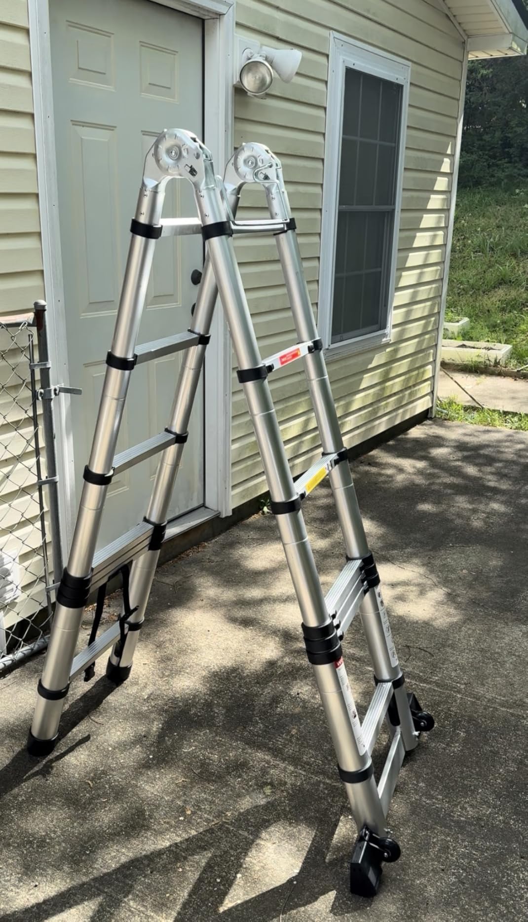 Telescoping Ladder with Hooks, 20.3 FT, Stabilizer & Wheels, Black customer photo 2