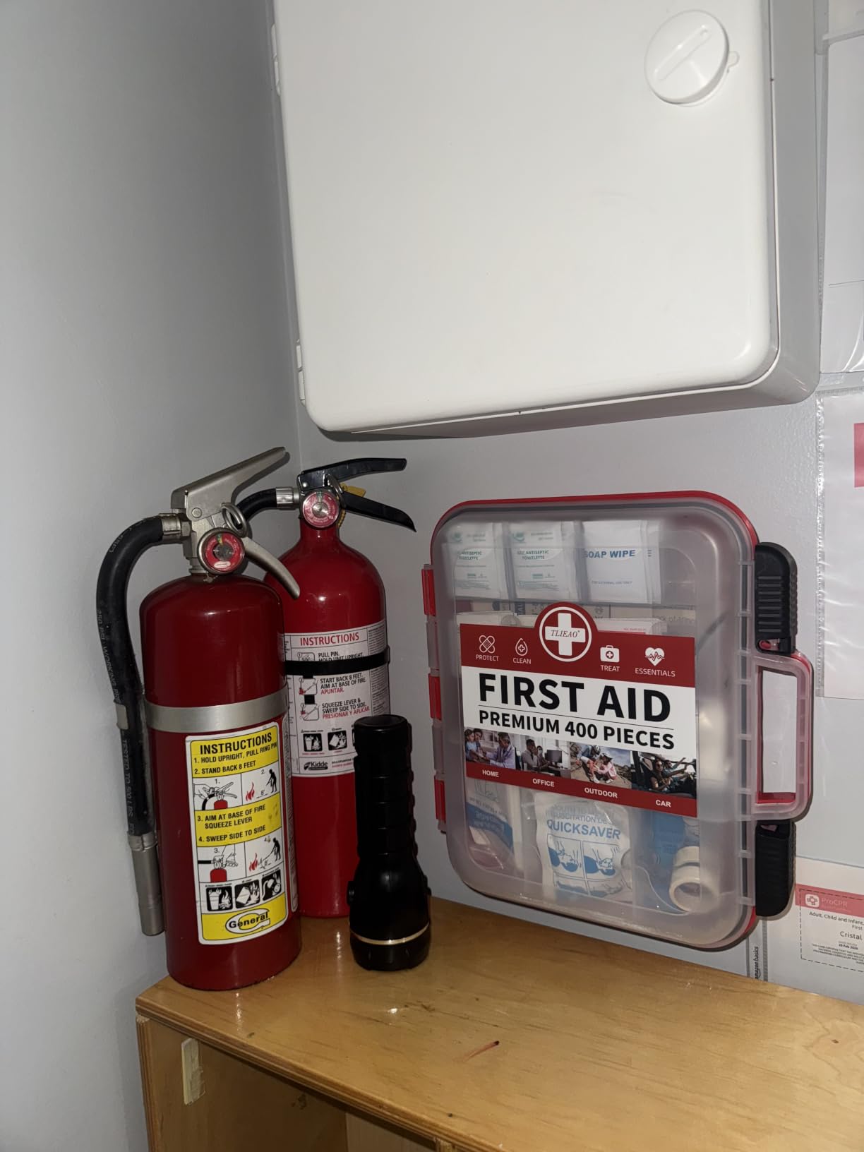 400 Pieces All-Purpose First Aid Kit, Organized Dual-Layer Wall customer photo 2