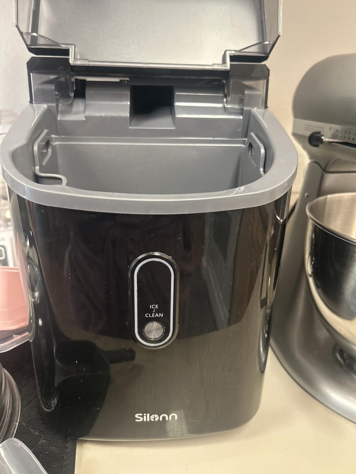 Silonn Nugget Ice Maker Countertop, Pebble Ice Makers with Crushed Soft Chewable Ice, 33lbs Per Day with Scoop, Pellet Portable Ice Machines with Auto-Cleaning for Home, Kitchen, Office, Black customer photo 1