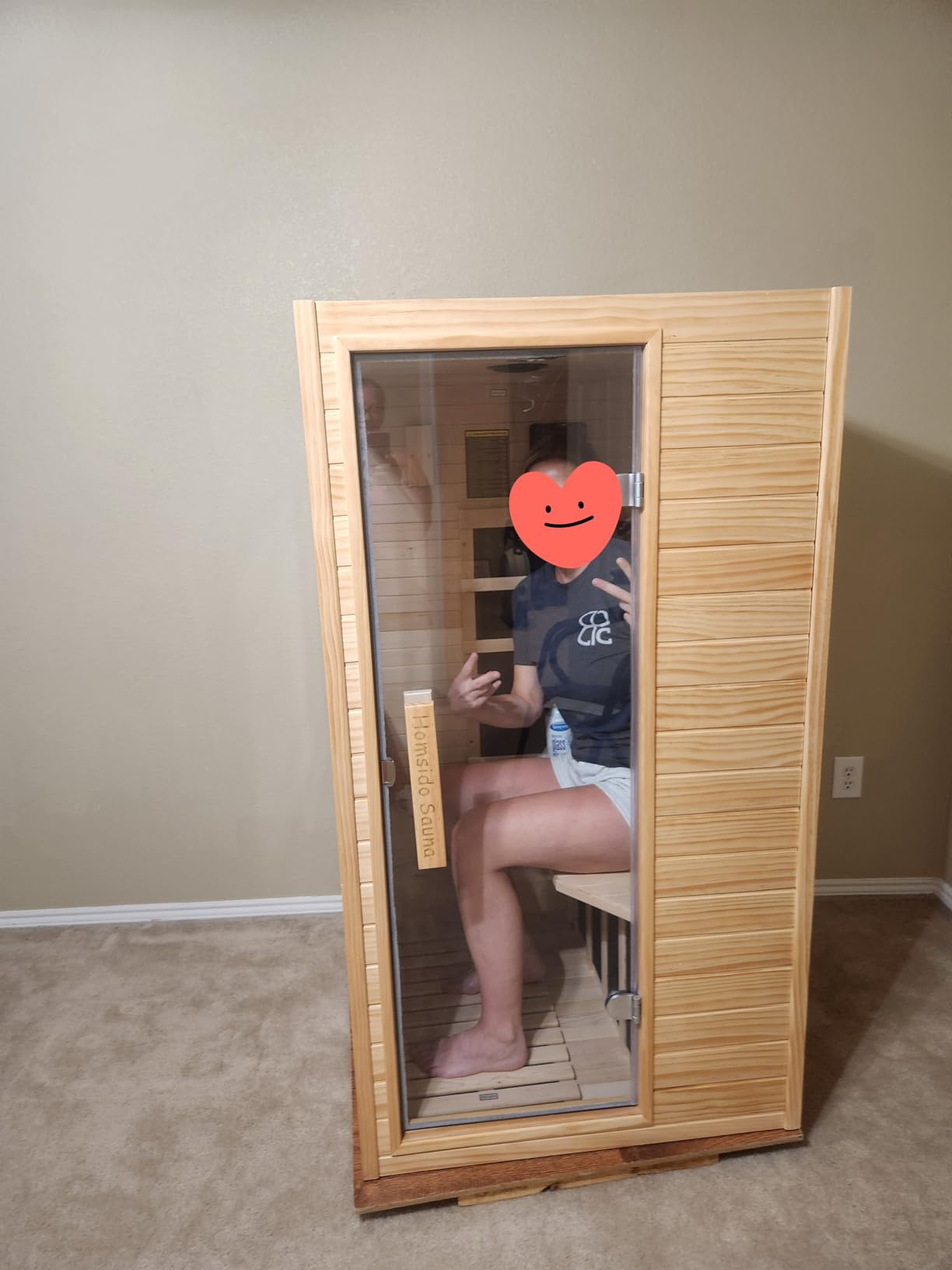 Homsido 2-Person Low EMF Far Infrared Sauna for Home,Canadian Hemlock Wood with 7-Color Therapy,Bluetooth Speakers,Chromotherapy Lights,1850W Heater,Tempered Glass Door&LCD Control Panel customer photo 1