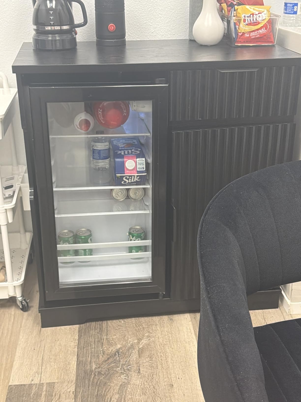 Fluted Mini Fridge Cabinet (Fridge Included) for Home, Black customer photo 2