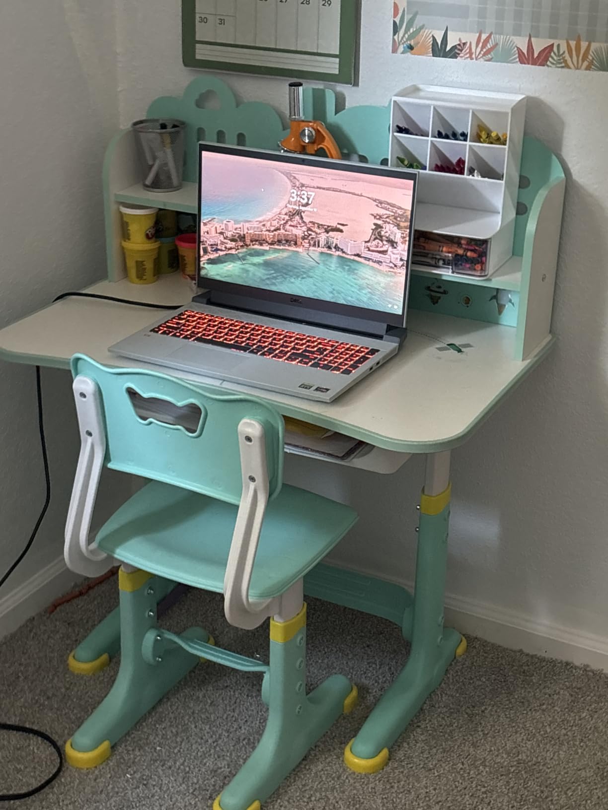 Kid Study Desk and Chair Set 3-12 Height Adjustable Ergonomic Desk customer photo 2