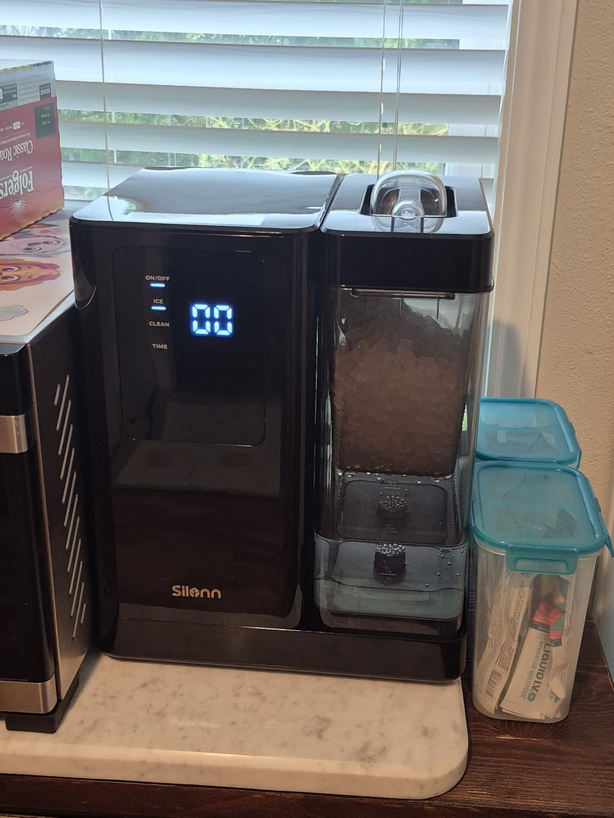 Silonn Nugget Ice Maker Countertop with 3L Detachable Tank, 44 lbs/Day Self‑Cleaning with Timer, Chewable Nugget Ice Machine for Home Bar Party Office, Summer Cold Drinks, Black customer photo 1