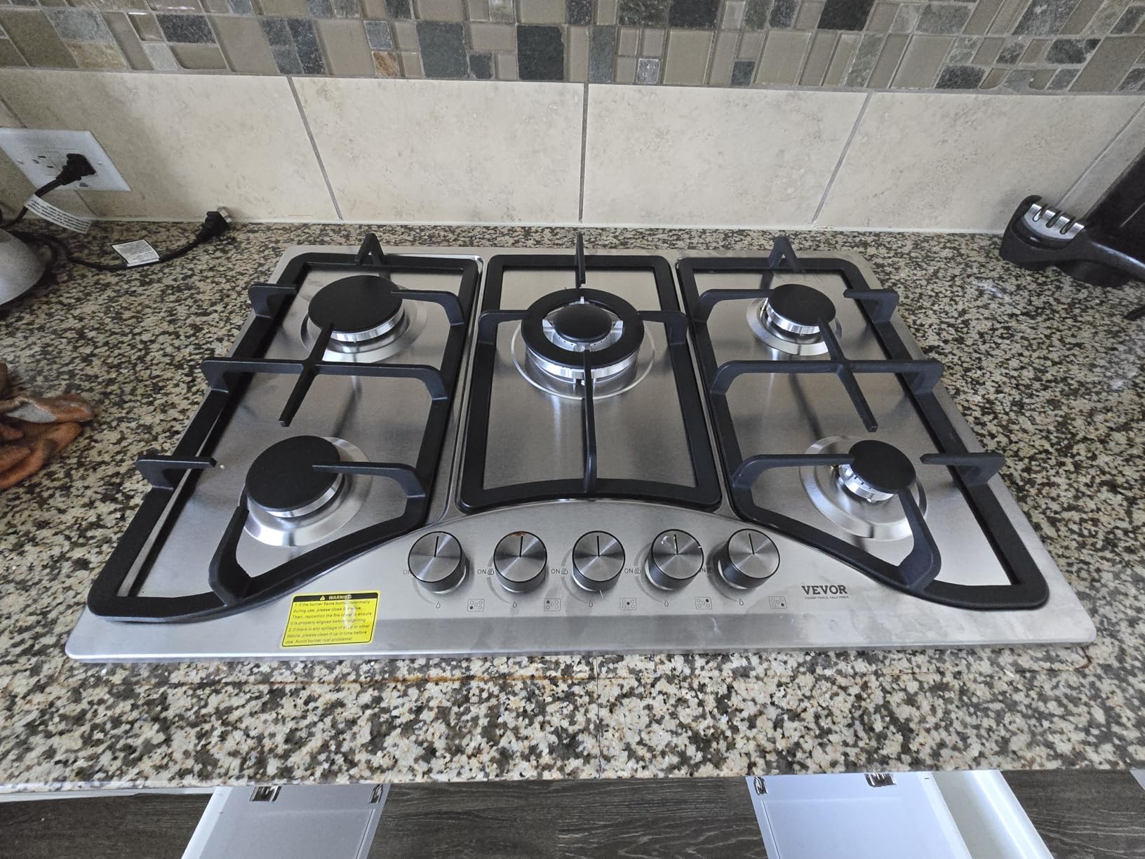 VEVOR 36 inch Gas Cooktop 5 Burners Gas Stove Top, Max 38300BTU Built-in Stainless Steel Stove Top LPG/NG Convertible Dual Fuel Cooktop Stoves with SABAF Dual-Ring Burner for Kitchen Apartment Rvs customer photo 2