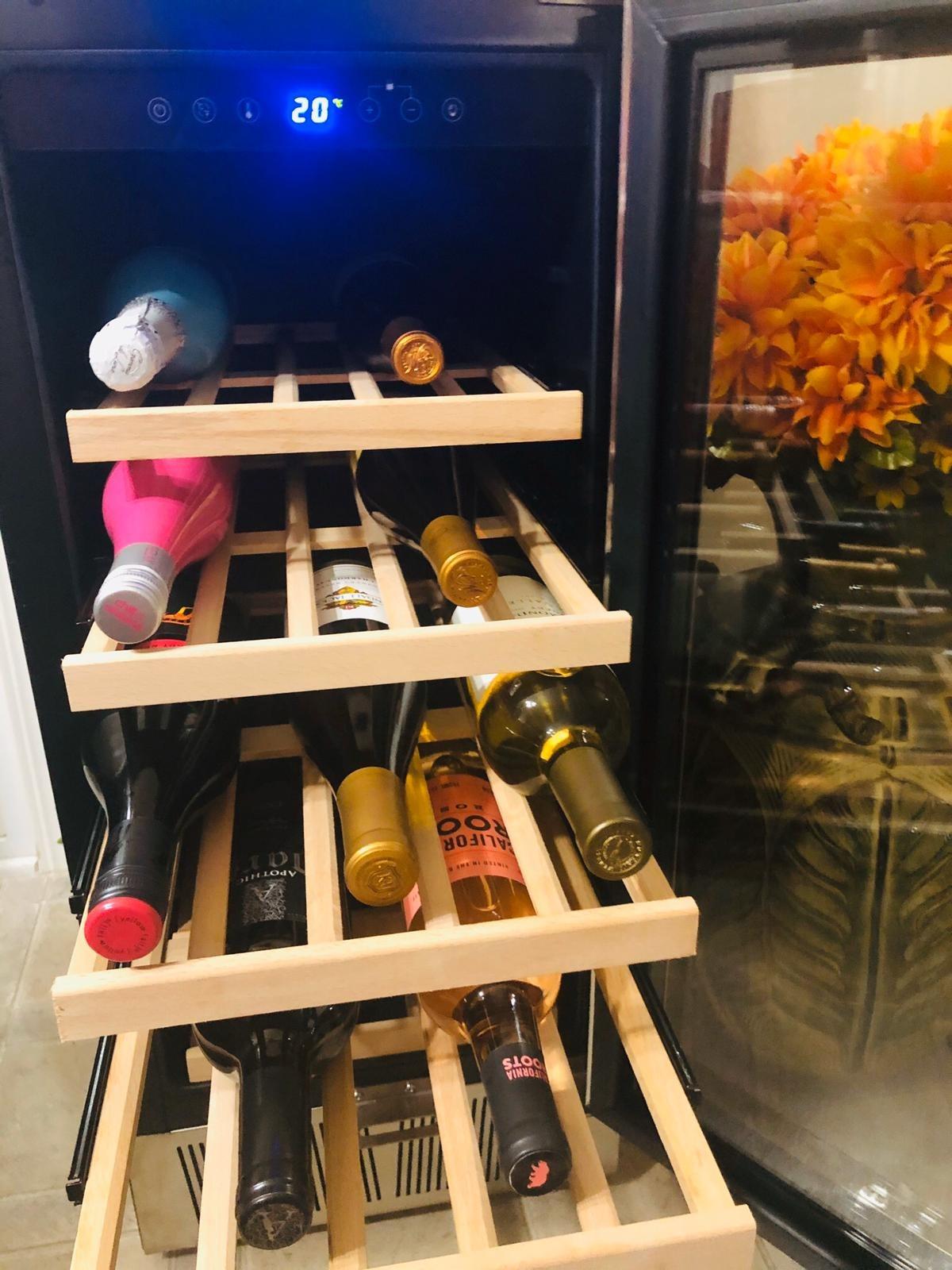 BODEGA 15 Inch Wine Fridge, 30 Bottle Dual Zone Wine Cooler, 41-72℉ Compressor Wine Refrigerator with Tempered Glass Door, Built-in or Freestanding Wine Cooler for Home Kitchen Bar (3.2 cu.ft). customer photo 2