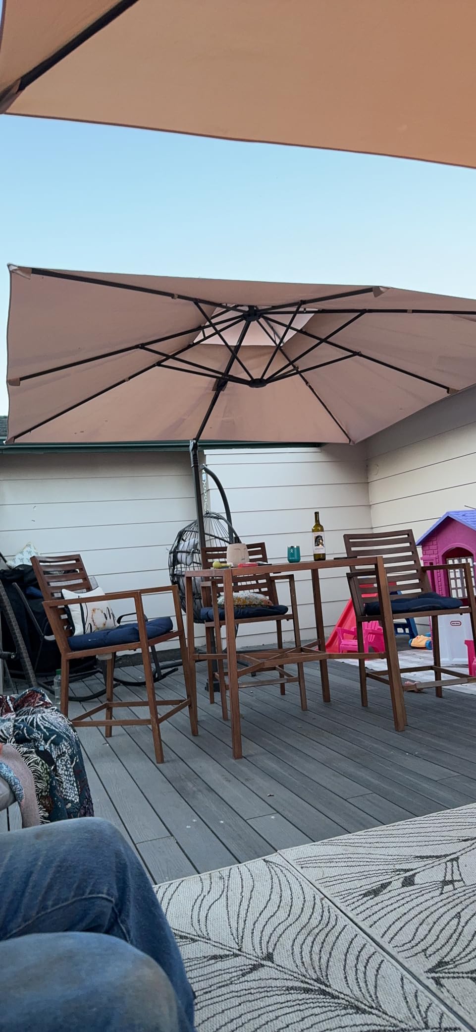 Tangkula 10 FT Patio Cantilever Umbrella, Large Square Offset Hanging Umbrella w/ 360° Rotation, 8 Sturdy Ribs, Air Vent & Cross Base, Heavy-Duty Outdoor Sun Shade for Backyard Pool Garden Deck, Beige customer photo 1