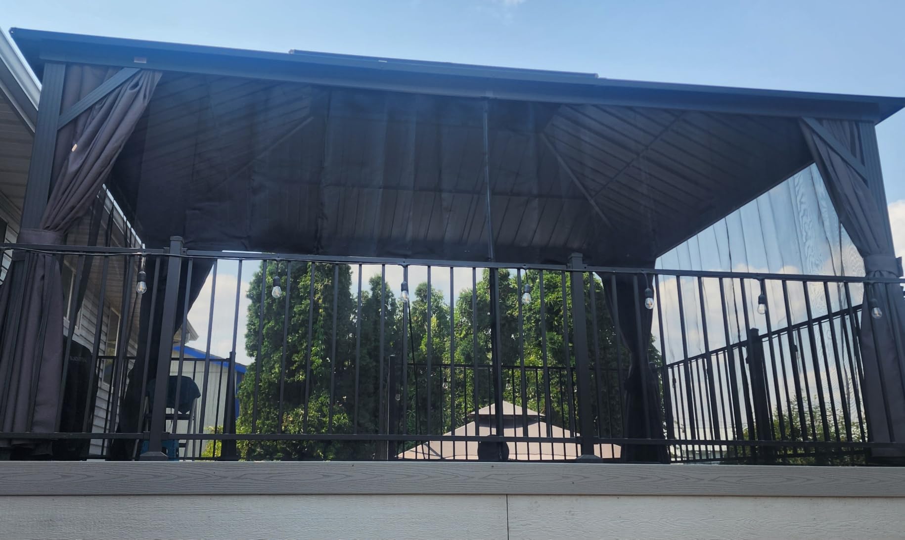 PURPLE LEAF Grill Gazebo Hardtop 6' x 9' Aluminum Frame Side Shelves, Gray customer photo 1