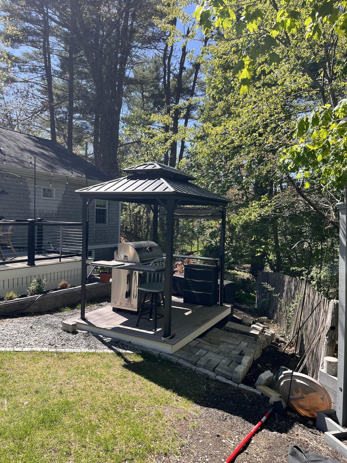 PURPLE LEAF Grill Gazebo Hardtop 6' x 9' Aluminum Frame Side Shelves, Gray customer photo 2