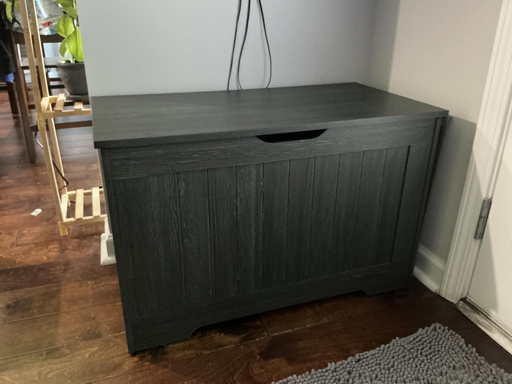 VASAGLE Boho Storage Bench with Rattan Look, Rounded Corners customer photo 2