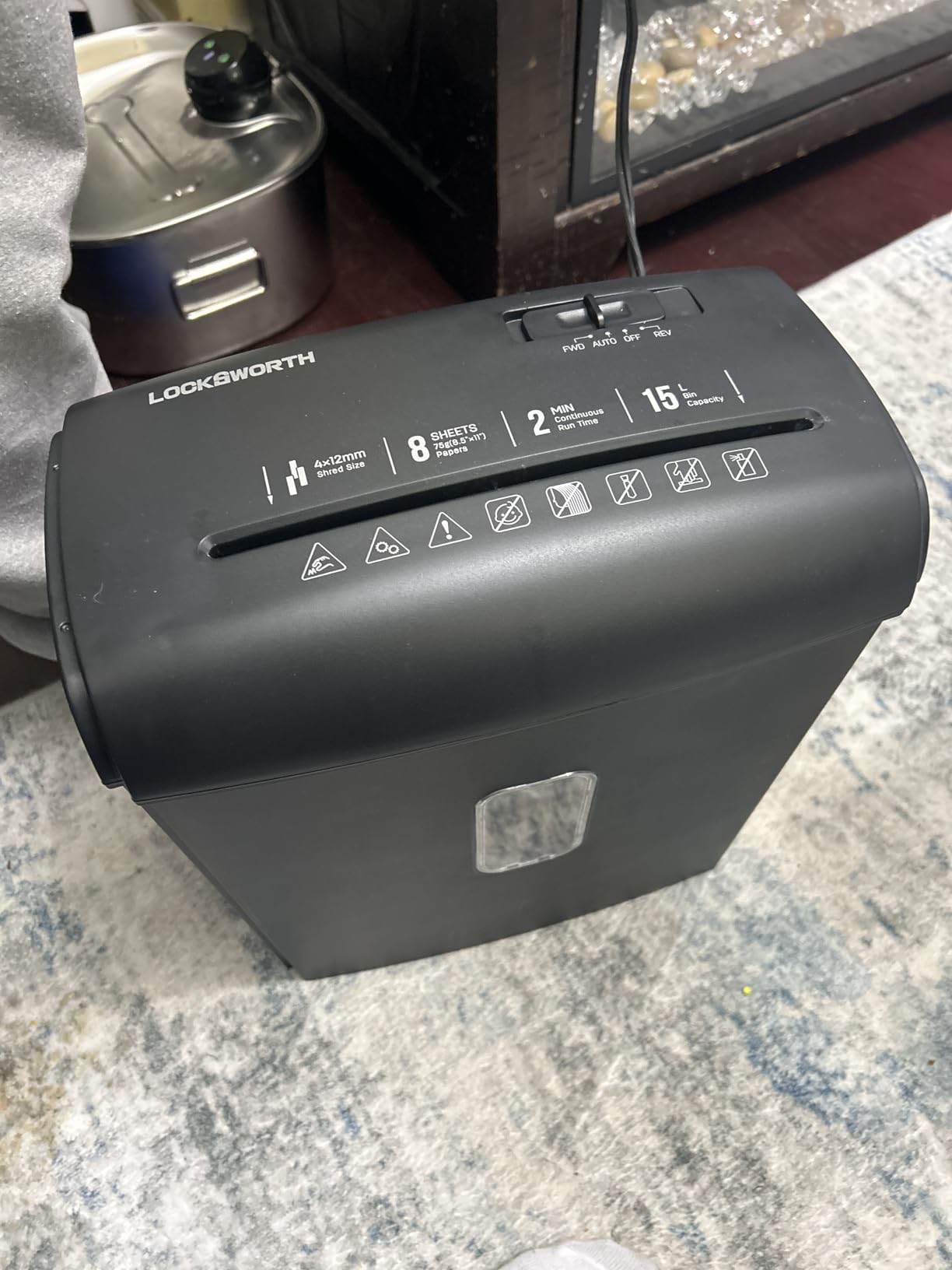Locksworth 200-Sheet Micro Cut Shredder for Home Office, 8.5 Gallons Bin P-5 High Security Shredders for Paper, CD, Credit Card, Staple, Clip, Heavy Duty Commercial Paper Shredder with Casters customer photo 1