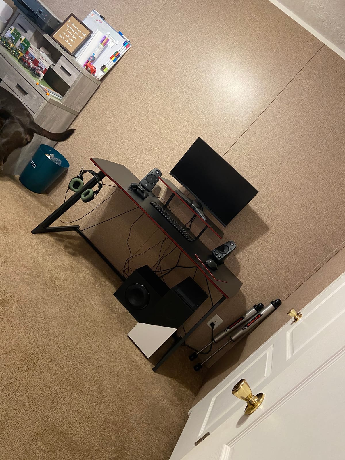 DESINO Standing Desk, 55 × 24 Inches Electric Height Adjustable, Sit and Stand Up, Computer Office Desk with Splice Board, White Frame/White TOP customer photo 1