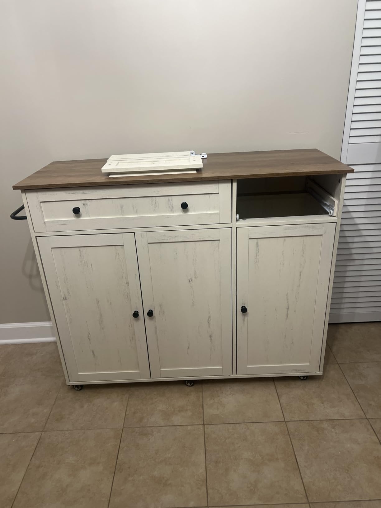 VASAGLE Mobile Kitchen Wooden Island Cart with Storage for Dining Room customer photo 2