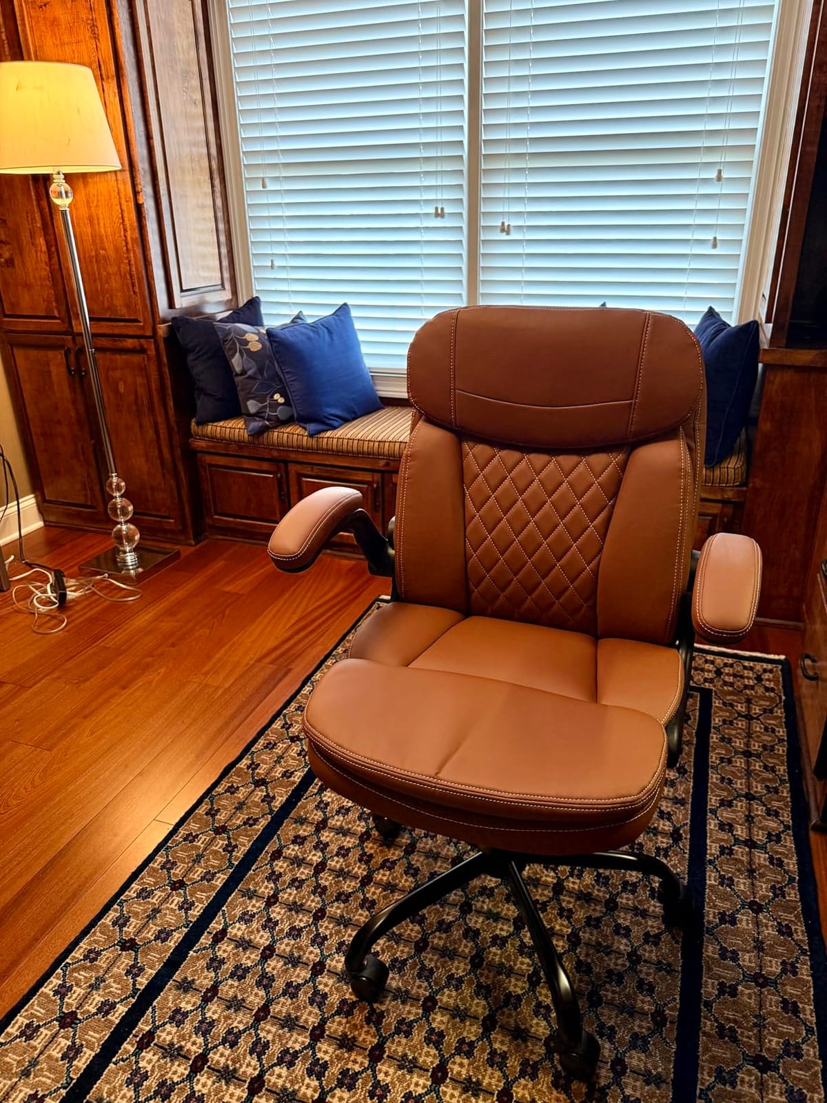HeroSet Leather Office Chair with Upgraded Double-Layer Seat Cushion and Neckrest for Short People, Brown customer photo 2