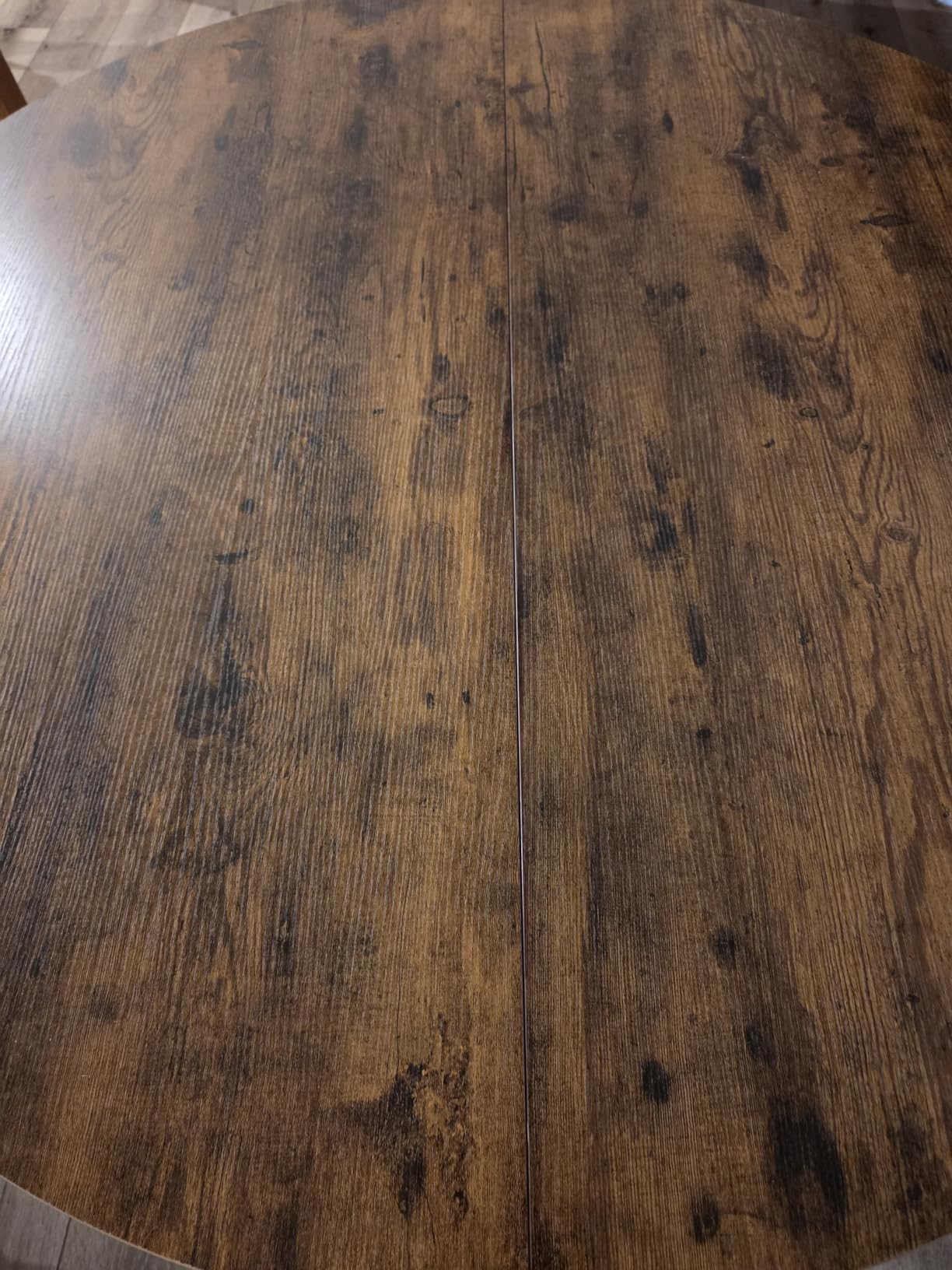 Jocoevol Round Dining Table for 4,Kitchen Dining Room Circle Dinner Pedestal Table,Space Saving Wood Kitchen & Dining Room Furniture (Vintage, 46In) customer photo 1