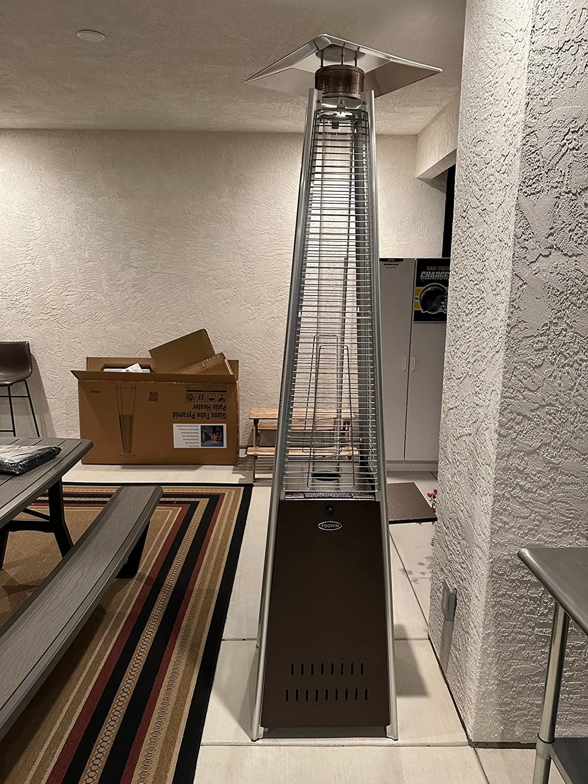 NAVINE 48,000 BTU Pyramid Patio Heater with Wheels, Cover, Dark Black customer photo 2
