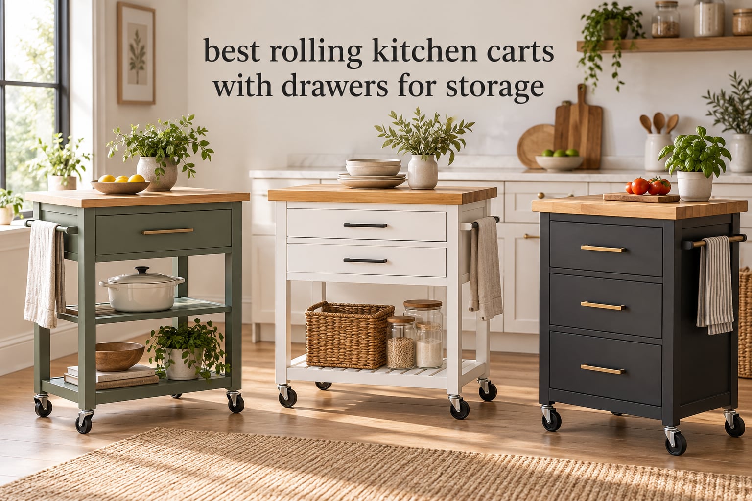 best rolling kitchen carts with drawers for storage