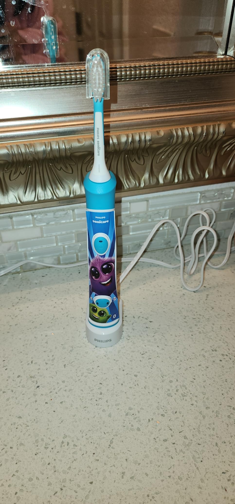 Philips Sonicare for Kids 3+ Bluetooth Connected Rechargeable Electric Power Toothbrush, Interactive for Better Brushing, Turquoise, HX6321/02 customer photo 2