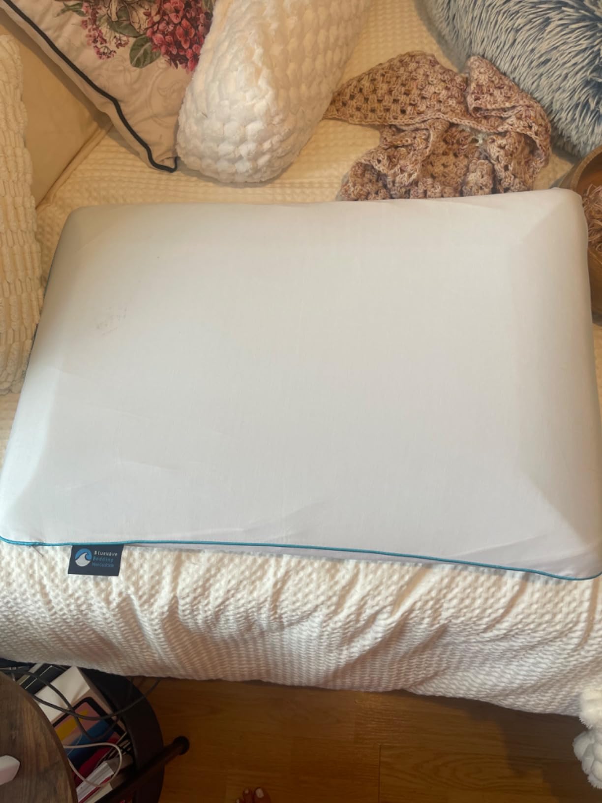 Bluewave Bedding Ultra Slim Max Cool CarbonBlue Gel Memory Foam Pillow for Stomach and Back Sleepers - Thin, Flat Design with Advanced Cooling (2.75-Inch Height, Standard Size) customer photo 2
