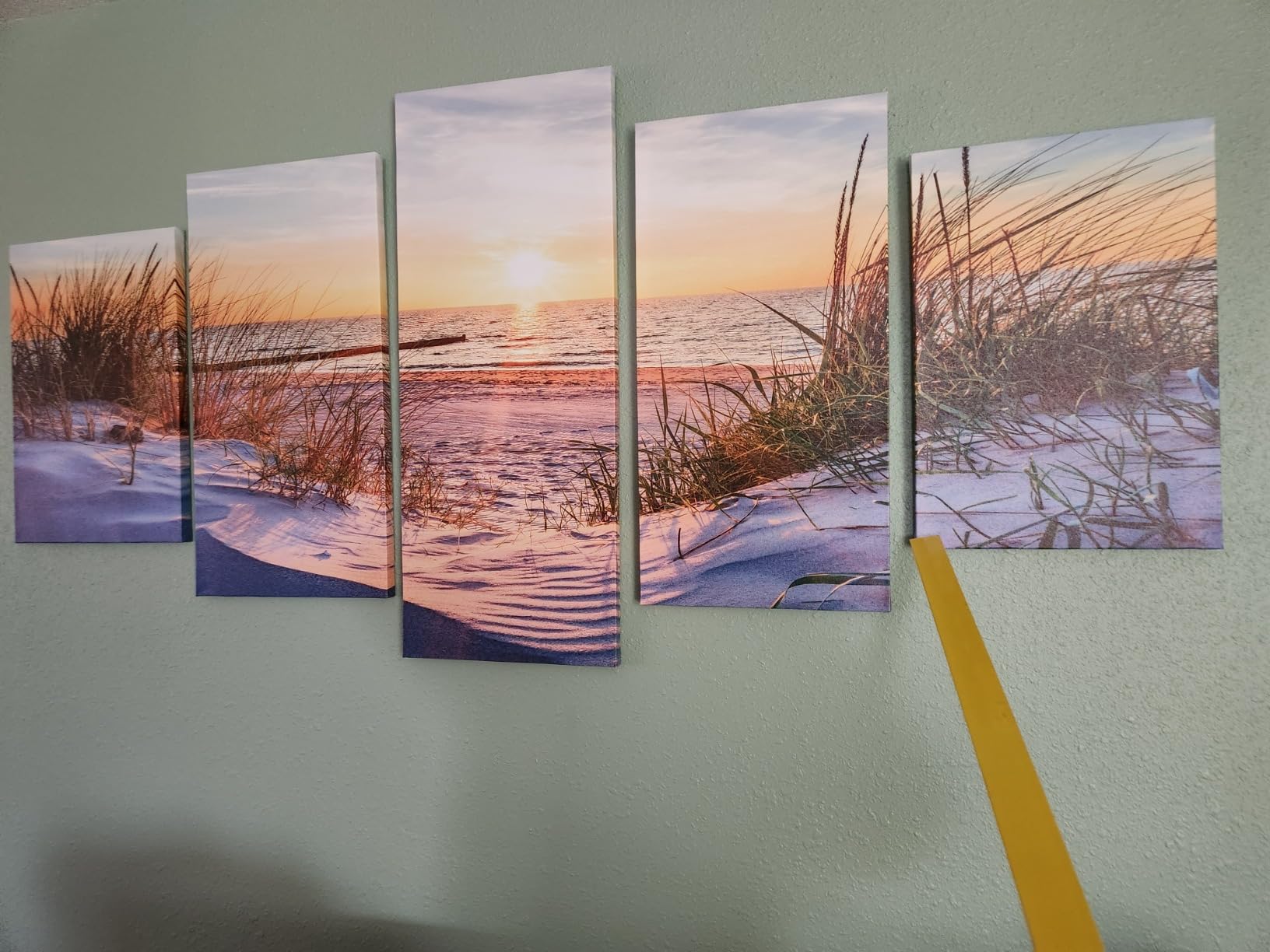 Large Canvas Wall Art Set - Blue Aurora Scenery Paintings for Living Room, Bedroom & Office - Modern Canvas Art Prints Ready to Hang - 5 Piece Set customer photo 2